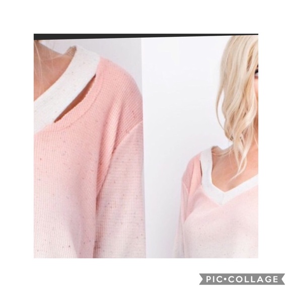 Ombré speckled split neck top - Picture 2 of 4